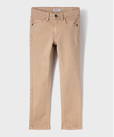 GEMO Pantalon slim 5 poches en coton extensible au coloris unique garçon beige standard