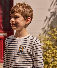 GEMO Tee-shirt manches longues rayé en éponge 100% coton garçon - LuluCastagnette Bleu