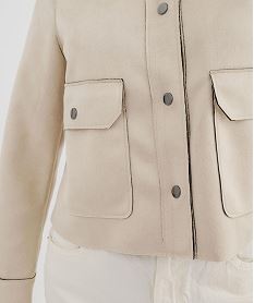 veste courte en suedine avec poches a rabat femme beige vestesI925101_2