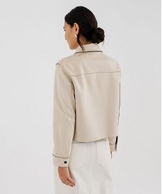 veste courte en suedine avec poches a rabat femme beige vestesI925101_3