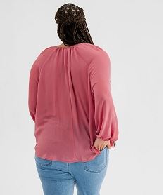 blouse fluide unie avec volants femme grande taille rose standard blousesI925301_3