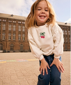GEMO Sweat avec manches froncées et motif brodé bébé fille Beige