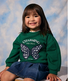 GEMO Sweat avec manches froncées et motif brodé bébé fille vert standard