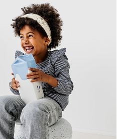 GEMO Blouse à volants motif vichy fille Noir