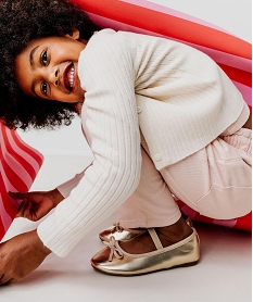 GEMO Gilet en maille côtelée coupe ajustée fille Beige