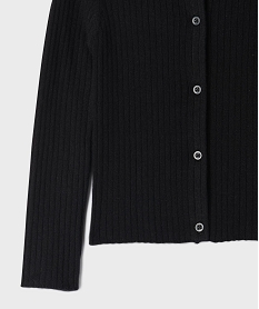 gilet en maille cotelee coupe ajustee fille noir standard giletsI927301_2