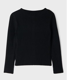 gilet en maille cotelee coupe ajustee fille noir standard giletsI927301_3