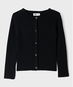 gilet en maille cotelee coupe ajustee fille noir standard giletsI927301_4
