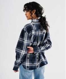 chemise a carreaux et motifs brodes ajoures femme bleu standard chemisiersI928901_3