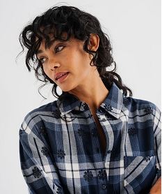 chemise a carreaux et motifs brodes ajoures femme bleu standard chemisiersI928901_4