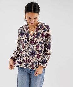 tee-shirt a manches longues et col v femme multicolore t-shirts manches longuesI930301_2