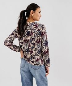 tee-shirt a manches longues et col v femme multicolore t-shirts manches longuesI930301_3