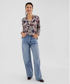 tee-shirt a manches longues et col v femme multicolore t-shirts manches longuesI930301_4