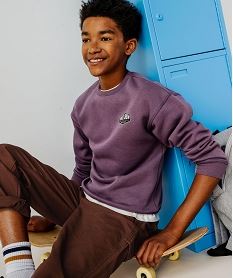 GEMO Sweat à col rond coupe ajustée garçon violet standard