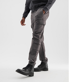 GEMO Pantalon jogger coupe cargo avec taille ajustable homme Gris