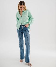 jean flare taille normale en denim stretch a plis femme lulucastagnette bleuI932501_4