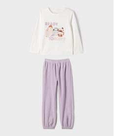 GEMO Pyjama en maille polaire avec motifs animaux fille Blanc