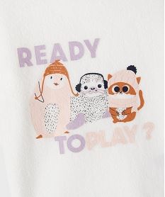 pyjama en maille polaire avec motifs animaux fille blancI934201_2