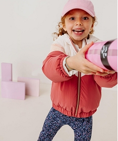 GEMO Blouson à capuche tricolore doublure polaire fille rose standard