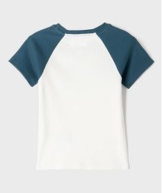 tee-shirt bicolore en maille cotelee fille bleu standard tee-shirtsI934601_3
