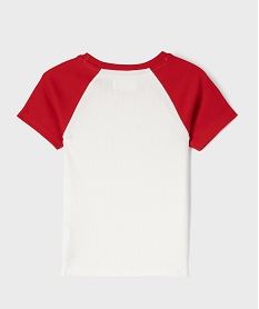tee-shirt bicolore en maille cotelee fille rouge standard tee-shirtsI934801_4