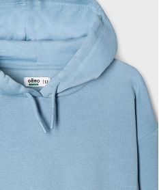 sweat a capuche en molleton uni fille bleu grise sweatsI936801_2