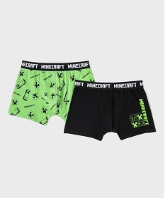 GEMO Boxers imprimés avec large ceinture garçon (lot de 2) - Minecraft Vert