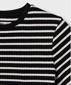 tee-shirt manches courtes en maille cotelee a rayures fille noir standard tee-shirtsI937601_2