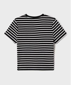 tee-shirt manches courtes en maille cotelee a rayures fille noir standard tee-shirtsI937601_3