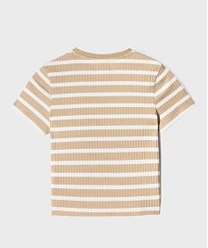 tee-shirt manches courtes en maille cotelee a rayures fille beige standard tee-shirtsI937801_4