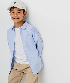 GEMO Chemise manches longues en chambray uni garçon bleu standard