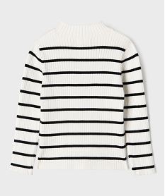pull raye en maille cotelee a col montant fille beige pullsI940201_4