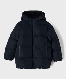 GEMO Blouson déperlant doublé polaire à capuche garçon Bleu