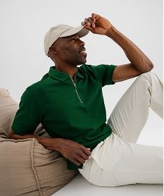 polo manches courtes a col zippe homme vert standard polosI944801_2