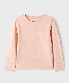 tee-shirt manches longues imprime fille rose standardI946001_2