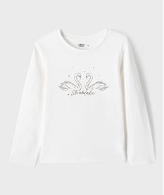 GEMO Tee-shirt manches longues avec motif girly fille Blanc