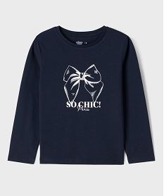 GEMO Tee-shirt manches longues avec motif girly fille Bleu