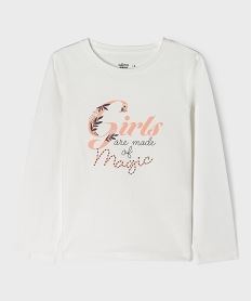 GEMO Tee-shirt manches longues avec motif devant fille Beige