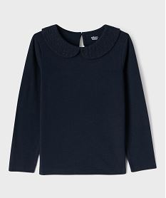 GEMO Tee-shirt manches longues avec col Claudine fille Bleu