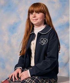 GEMO Gilet zippée en molleton à col Claudine fille Bleu