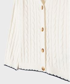 gilet a col v en maille torsadee fille beigeI949101_2