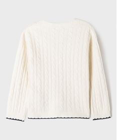 gilet a col v en maille torsadee fille beigeI949101_3
