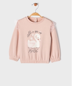 GEMO Sweat en molleton à volants imprimé bébé fille rose standard