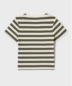 tee-shirt manches courtes en maille cotelee a rayures fille kaki standard tee-shirtsI953801_3