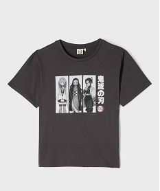 GEMO Tee-shirt manches courtes à motif manga fille - Demon Slayer Gris