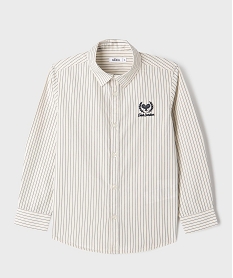 GEMO Chemise à rayures avec motif brodé poitrine garçon Beige