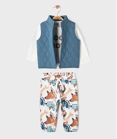 GEMO Ensemble 3 pièces bébé garçon : pantalon tee-shirt et gilet sans manches bleu standard