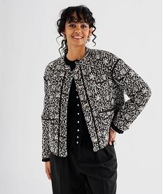 veste matelassee a col rond a motifs femme noir manteauxI957401_2