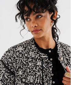 veste matelassee a col rond a motifs femme noir manteauxI957401_4