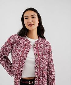 veste matelassee a col rond a motifs femme rose manteauxI957601_2